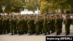 Митинг, посвященный проводам российским военнослужащих 47-й мотострелковой дивизии на войну в Украине, Севастополь, 27 сентября 2022 года