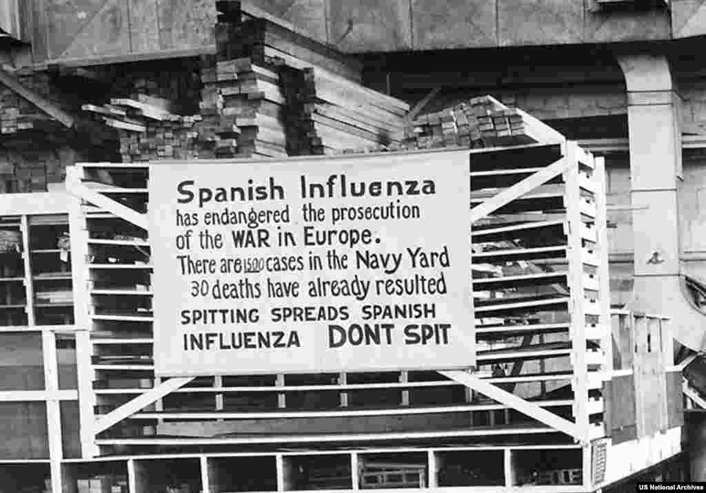 &quot;Не плевать&quot; &ndash; знак в порту американского флота в 1918 году. &nbsp; Вирус получил название &quot;испанский грипп&quot; абсолютно незаслуженно. Просто большинство европейских стран участвовали в войне, и вся информация с фронта подвергалась жесткой цензуре. Испания же оставалась нейтральной, пресса беспрепятственно сообщала о том, что происходит. И первая информация о смертоносной болезни появилась именно там.&nbsp;&nbsp;