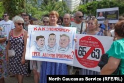 На митинге против пенсионной реформы в Сочи