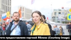 Анастасия Брюханова на митинге в Москве в 2019 году