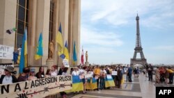 Протест против визита Путина в Париже, май 2017 года