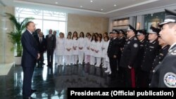 Prezident İlham Əliyev Milli Təhlükəsizlik Nazirliyinin hərbi hospitalının açılışında. 2012