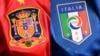 Ukraine -- A combo photo shows shows Spain (L) and Italian jerseys, 29Jun2012