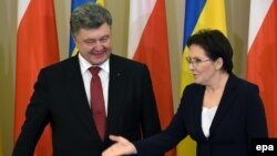 Эва Копач с украинским президентом Петром Порошенко